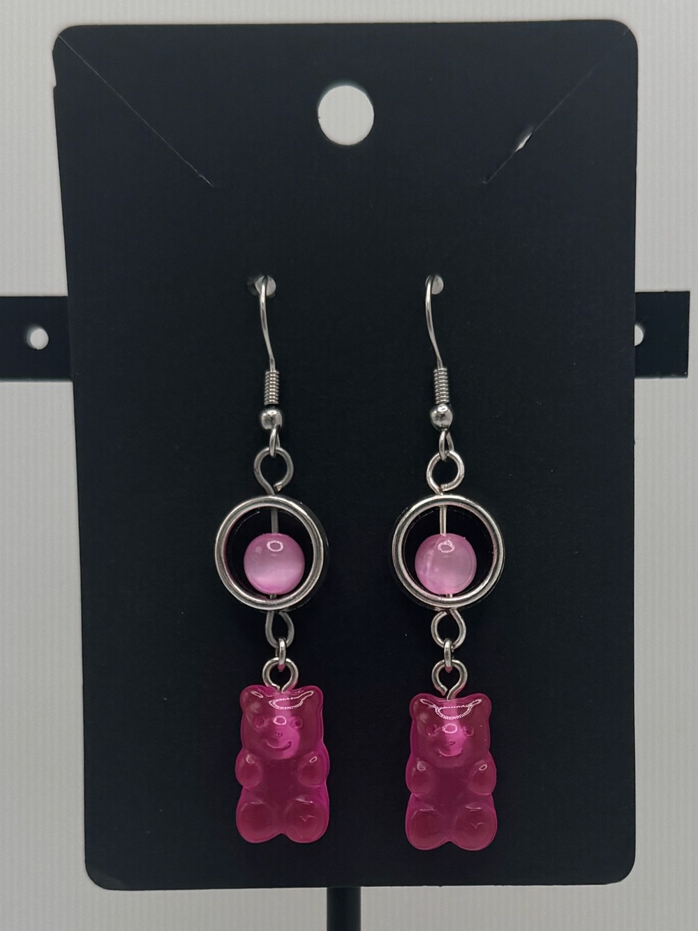 Pink Gummy Bear Dangle Earrings